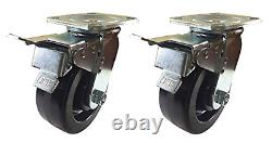 2 Heavy Duty Caster Set 4 5 6 8 Phenolic Wheel Rigid Swivel Brake Total Lock