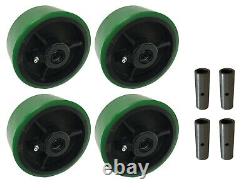 4 Heavy Duty Caster Wheels Set 4 5 6 8 (G) Polyurethane on Cast Iron Wheel