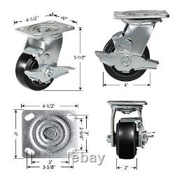 4 InchRubber on Cast Iron Wheel Heavy Duty, Capacity 700-2800LB