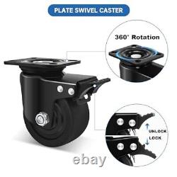 4-inch Heavy Duty Plate Swivel Caster Wheel, Low Gravity Center Design 100mm