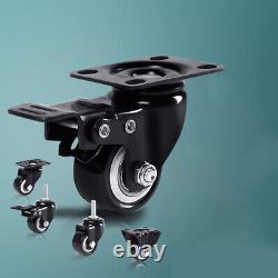 4x Heavy Duty 40-75mm Rubber Swivel Castor Wheels Trolley Furniture Caster Brake