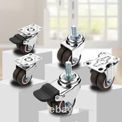 4x Rubber Casters Heavy Duty Safety Brake Wheels 22.53 For Wire Shelving Rack