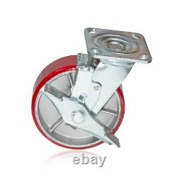 5Inch Caster Wheels Set of 4, Polyurethane Heavy Duty Metal Caster Wheels, Silen
