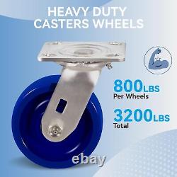 5X 2 Heavy Duty Casters Solid Polyurethane Wheel Capacity up to 800-3200 LB