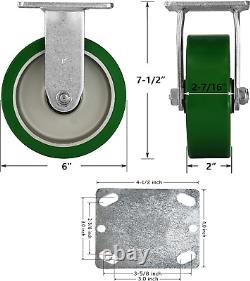 6X2 Heavy Duty Casters -Industrial Casters, Polyurethane on Aluminum Caster Whe