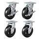 6x 2 Heavy Duty Casters Rubber On Cast Iron Whee Capacity Up To 1000-4000 Lb
