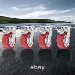 6 Inch Caster Wheels, Casters Set of 4 Heavy Duty Swivel 6 Swivel with Brake