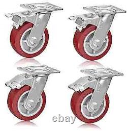 6 Inch Caster Wheels, Casters Set of 4 Heavy Duty Swivel Casters with Brake