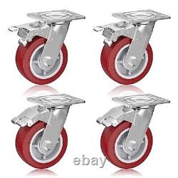6 Inch Caster Wheels, Casters Set of 4 Heavy Duty Swivel Casters with Brake