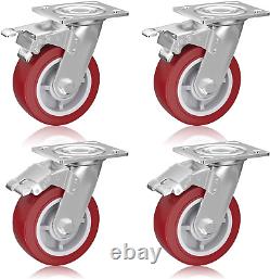 6 Inch Caster Wheels, Casters Set of 4 Heavy Duty Swivel Casters with Brake, L