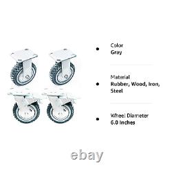 6 Inch Caster Wheels Heavy Duty 4 Pack Anti-Skid Rubber Swivel Caster Mute With