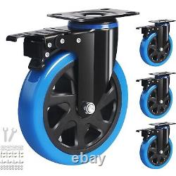 6 Inch Swivel Caster Wheels 2800lbs, Heavy Duty Casters Set of 4 Excellent Lo