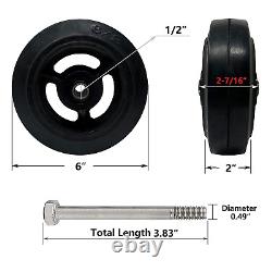 6 Inch Wheels for Cart, Heavy Duty Wheels for Industrial Casters, Rubber on Cast