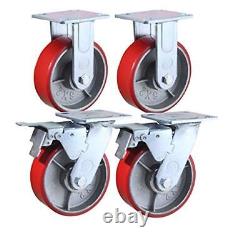 6 X 2 Heavy Duty Metal Casters With Poly Tread Set Of 4 Wheels 2 Fixed 2 Swive