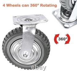 6'' x 2'' Caster Wheel Heavy Duty 4 Pack Cart Swivel Wheels Load 1760 lbs Sil