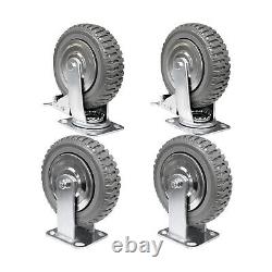 8 Heavy Duty Caster Wheels Set of 4 Load 2200lbs Premium Rubber No Noise Cas