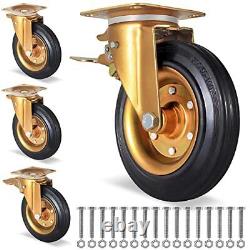 8 inch Heavy Duty Industrial Caster Wheel Set of 4 Swivel 360 Degrees 8inch