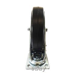 8 x 2 Heavy Duty Rubber on Cast Iron Caster 4 Swivel with Total Lock Brake