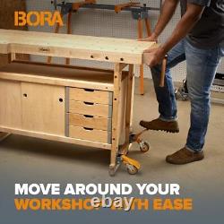 BORA Heavy Duty Workbench 4-Caster Set for Workshop Mobility Swivel Locking