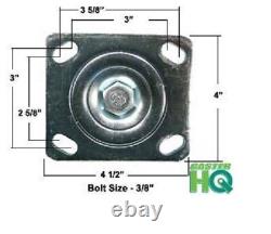 CasterHQ 6 Heavy Duty Polyurethane Wheel Includes 2 Industrial Swivel 2 Rigid