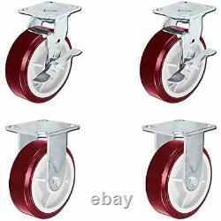 CasterHQ 6 Heavy Duty Polyurethane Wheel Includes 2 Swivel Casters with Top