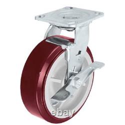 CasterHQ 6 X 2 Heavy Duty Polyurethane Wheel Swivel Casters With Lock Brakes