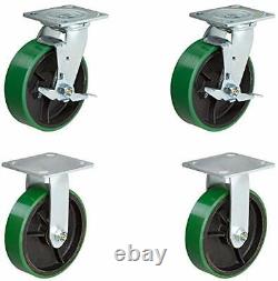 CasterHQ 6 x 2 Heavy Duty Caster Set 2 Swivel with Brake and 2 Fixed Gre
