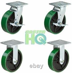 CasterHQ 6 x 2 Heavy Duty Caster Set 2 Swivel with Brake and 2 Fixed Gre