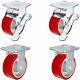 Casterhq Set Of 4 Heavy Duty Casters 5 X 2 Heavy Duty Caster Set With Red Po