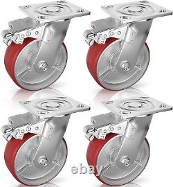 Casters Set of 4 Heavy Duty 6 Inch Caster Wheels Locking Casters with No Nois
