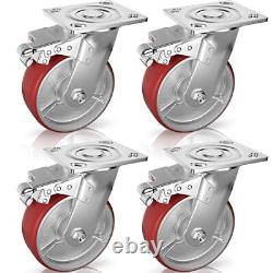 Casters Set of Heavy Duty 6 inch Caster Wheels 4 6 X 2 4Pack with Brake