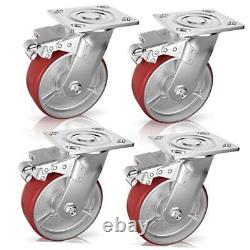 Casters Set of Heavy Duty 6 inch Caster Wheels 4 6 X 2 4Pack with Brake