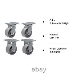 Heavy Duty Caster Steel Cast Iron Wheel, Tool Box and Workbench Caster-Set of 4