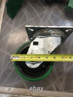 Heavy Duty Swivel Plate Caster 6 x 3 Polyurethane on Cast Iron Wheel 1 Ton Cap