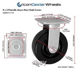 ICON Caster Wheels 6 x 2 PHN Heavy Duty Industrial Casters, Top Plate 4 x