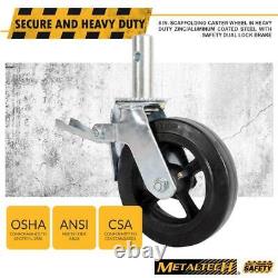MetalTech Caster Wheel With Double-Lock Pins Scaffolding 8 Heavy-Duty 4-Pack