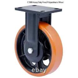 Orange Color Heavy C 300 Duty Fixed Polyurethane Wheel 150 mm (Pack Of 4)