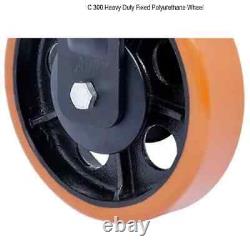 Orange Color Heavy C 300 Duty Fixed Polyurethane Wheel 150 mm (Pack Of 4)