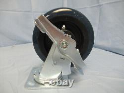 Set of 4 Heavy Duty 6x2 Locking Rubber Swivel Caster Wheel 6