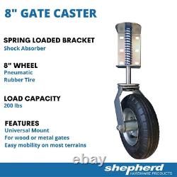 Swivel Caster Wheel 4 Pack Support Gate Pneumatic Spring Load Roller Heavy Duty
