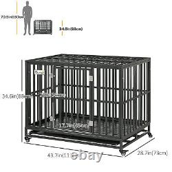 Cage pour chien robuste de 45'' avec plateau et roulettes