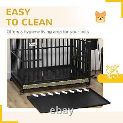 Cage pour chien robuste de 45'' avec plateau et roulettes