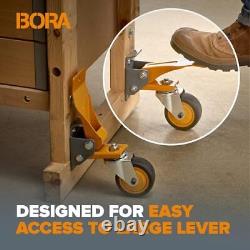 Ensemble de 4 roulettes pivotantes verrouillables pour établi robuste BORA pour la mobilité de l'atelier
