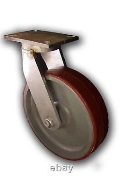 Roulette pivotante kingpinless robuste 12 x 3 avec roue en polyuréthane et fonte